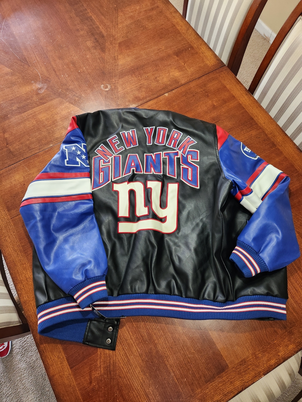 New NFL New York Giants Black, Blue & Red Varsity Jacket Men XL - Picture 2 of 5